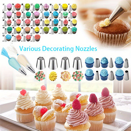 386 Pcs Cake Decorating Baking Set with Piping Nozzles & Frosting Tips – Complete Beginner Baking Tool Kit with Floral Nozzles, Pastry Tips & Decorating Tools