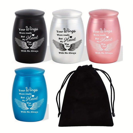 Mini Keepsake Urns for Human Ashes 4pcs – Small Metal Memorial Urn Set for Pet Ashes 1.57 Inch 4 Colors Remembrance Gift