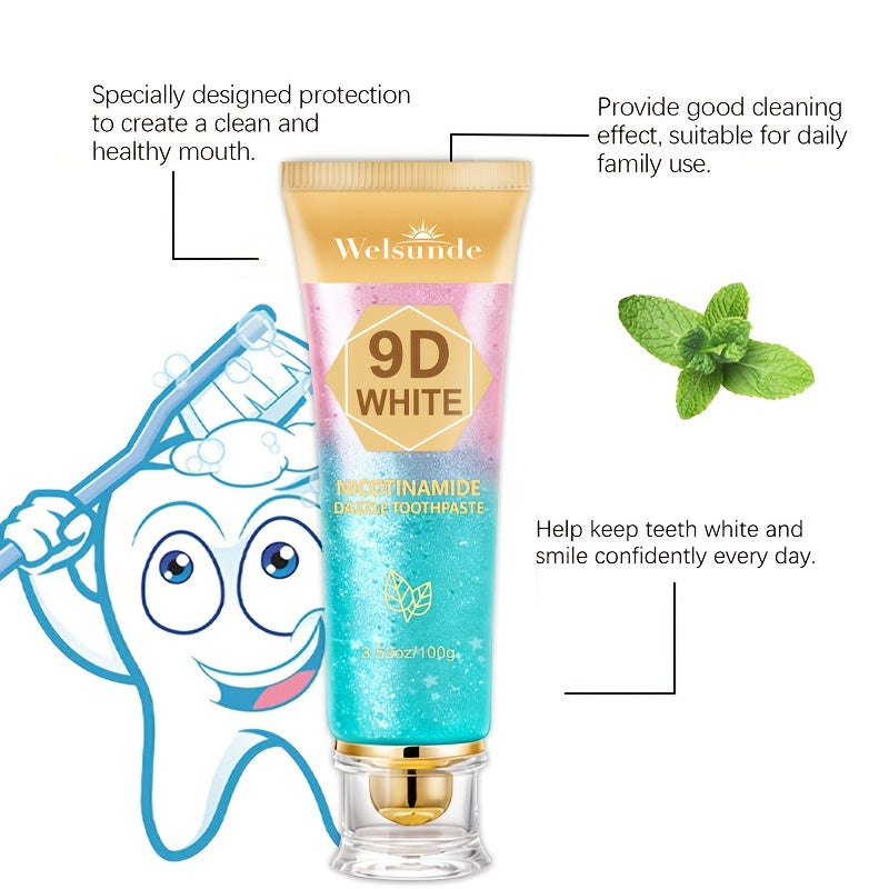 [Ideal Oral Hygiene Gift] 9D Niacinamide Toothpaste, -Removing, Refreshing Breath & Deep Cleansing, Protect Tooth Enamel, European Formula with Minty Fresh Breath, Gentle on Gums, Travel-Size, Ideal Oral Hygiene Gift for Women & Men, Suitable for Everyday