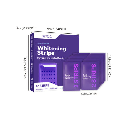 Teeth Whitening Strips 42-Pack – Purple Color-Correcting Formula for Brighter Whiter Smile, Nourish & Protect Enamel, Long-Lasting Freshness, Effective Teeth Whitening for Home & Travel Use