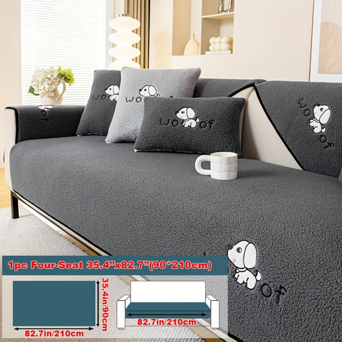 1pc Sherpa Couch Protector, Enhanced Sofa Cover, Suitable for Pets, a Favorite Among Pets, Thick Plush Sofa Shield, Non-Slip Plush Sofa Cover, Furniture Protection Cover, Home Decor for Bedroom, Office, And Living Room