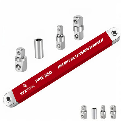Ratchet Wrench Set 2-in-1 Multi-Function Offset Extension | 1/2" 1/4" 3/8" Square Head Adapters | 180° Swivel High Torque Non-Slip Handle | Durable Metal Automotive Repair Hand Tool