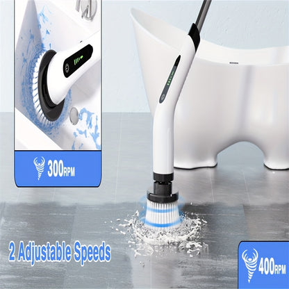 Multifunctional Electric Spin Scrubber Cordless Cleaning Brush, 7-in-1 Cleaning Brush, Adjustable Speeds 7 Replaceable Heads, Dual-speed And Detachable Telescopic Handle, Suitable for Kitchen, Living Room And Bathroom