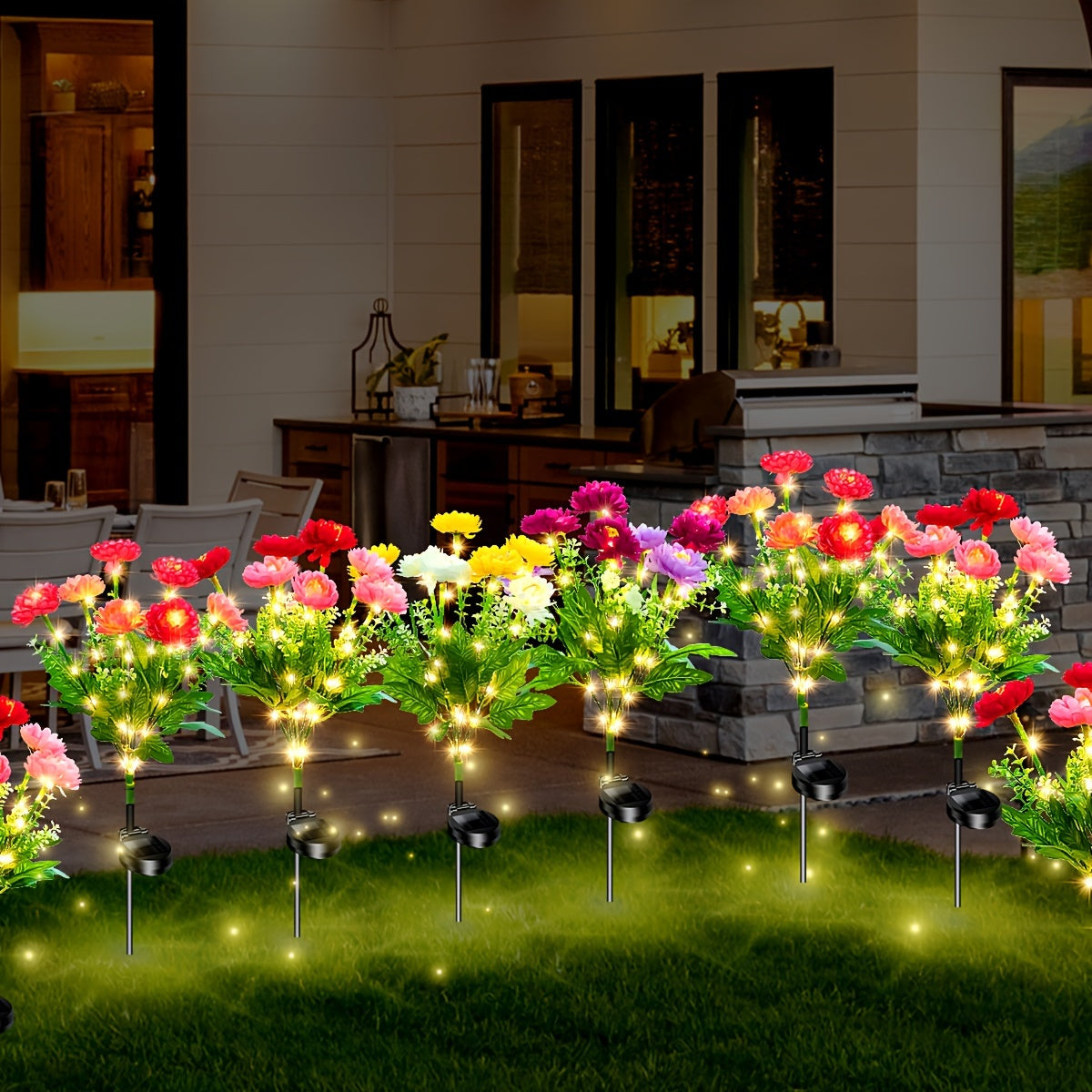 5pcs Solar Garden Lights | Simulated Snow Lotus That Emits Light, Outdoor Waterproof Flower Lights, Suitable For Decorating Lawns, Gardens, Paths, Courtyards | Warm And Romantic Holiday Gifts, Ideal For Father'S Day, 4Th Of July, Juneteenth