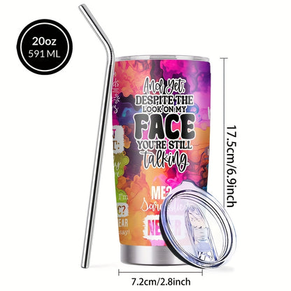 Humor Rainbow Pattern Design Coffee Mugs, Stainless Steel Insulated Tumbler with Lid & Straw, Beverage Container & Travel Cup for Hot & Cold Drinks, 20oz Camping Drinkware, Ideal Gift for Men, Women, Coworker, Birthday, Holiday, Parties, Christmas