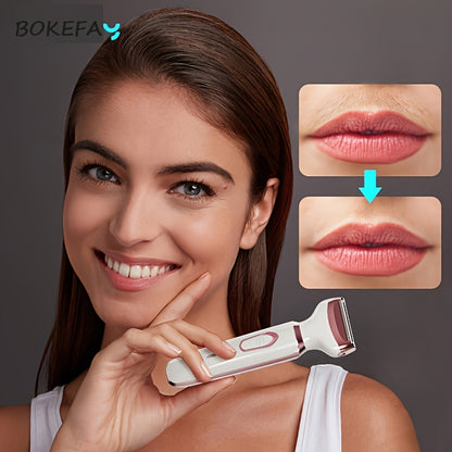 Rechargeable Electric Razor for Women, 4-in-1 Painless Grooming Kit, Wet & Dry, Face Nose Legs Underarm Bikini Trimmer, Portable & Rechargeable