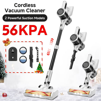 Cordless Vacuum Cleaner for Home - Lightweight, 56-68Kpa Stick Vacuum with Rechargeable Battery, Max 45 Mins Runtime, 8-In-1 Handheld Vacuum for Hard Floors And Carpets Pet Hair