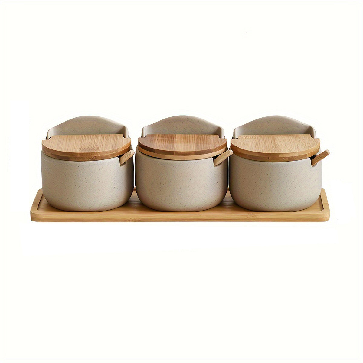 1/2/3pcs Seasoning Pot Set Kitchen Spice Pot Seasoning Containers Ceramic Monosodium Glutamate Pot Salt And Pepper Jar With Tray Pepper Contaniers Seasoning Storage With Lid Food Storage Box With Spoon Kitchen Stuff Kitchen Accessories