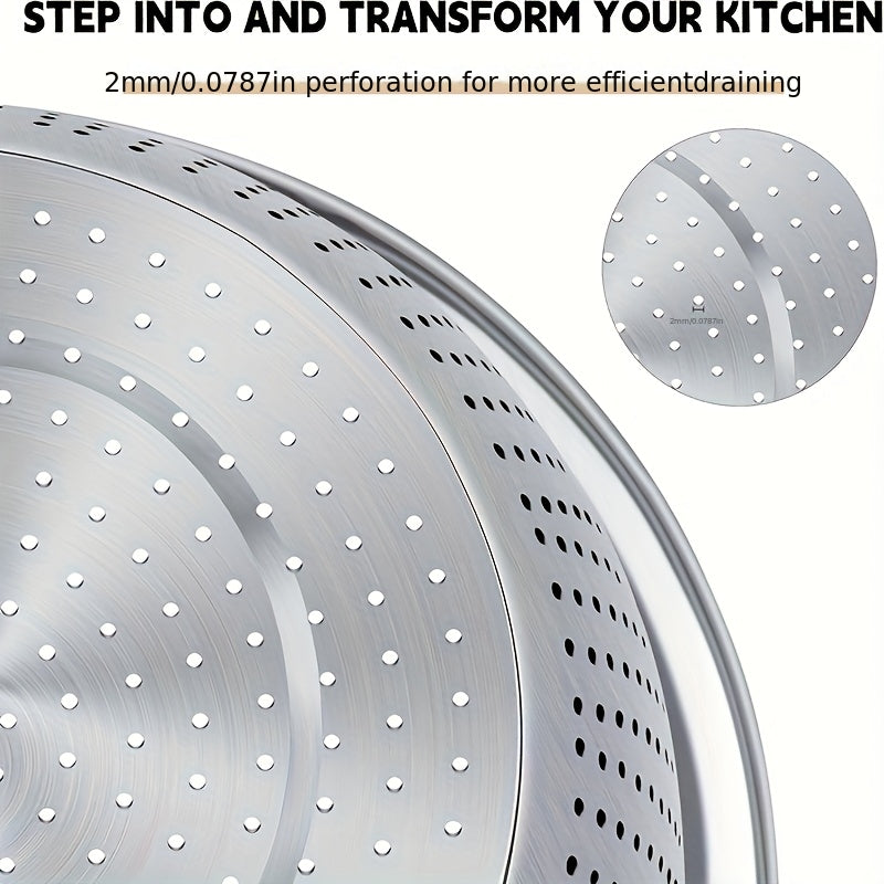 2pcs Vegetable Colander Stainless Steel 3-Quart with Mixing Bowls, Rice Washing Bowl, Strainer for Kitchen Food for Washing Vegetables, Fruit, Rice, Dishwasher Safe. Kitchen Utensils, Kitchen Additions