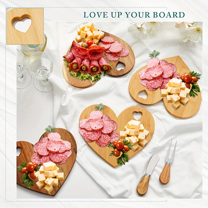 12/6Set Bridal Shower Favor Heart Cheese Board Cheese Knives Wood Mini Charcuterie Board Thank You Gift Box For Guest Bridal Prize Wedding Birthday Valentines And Christmas(Acacia & )