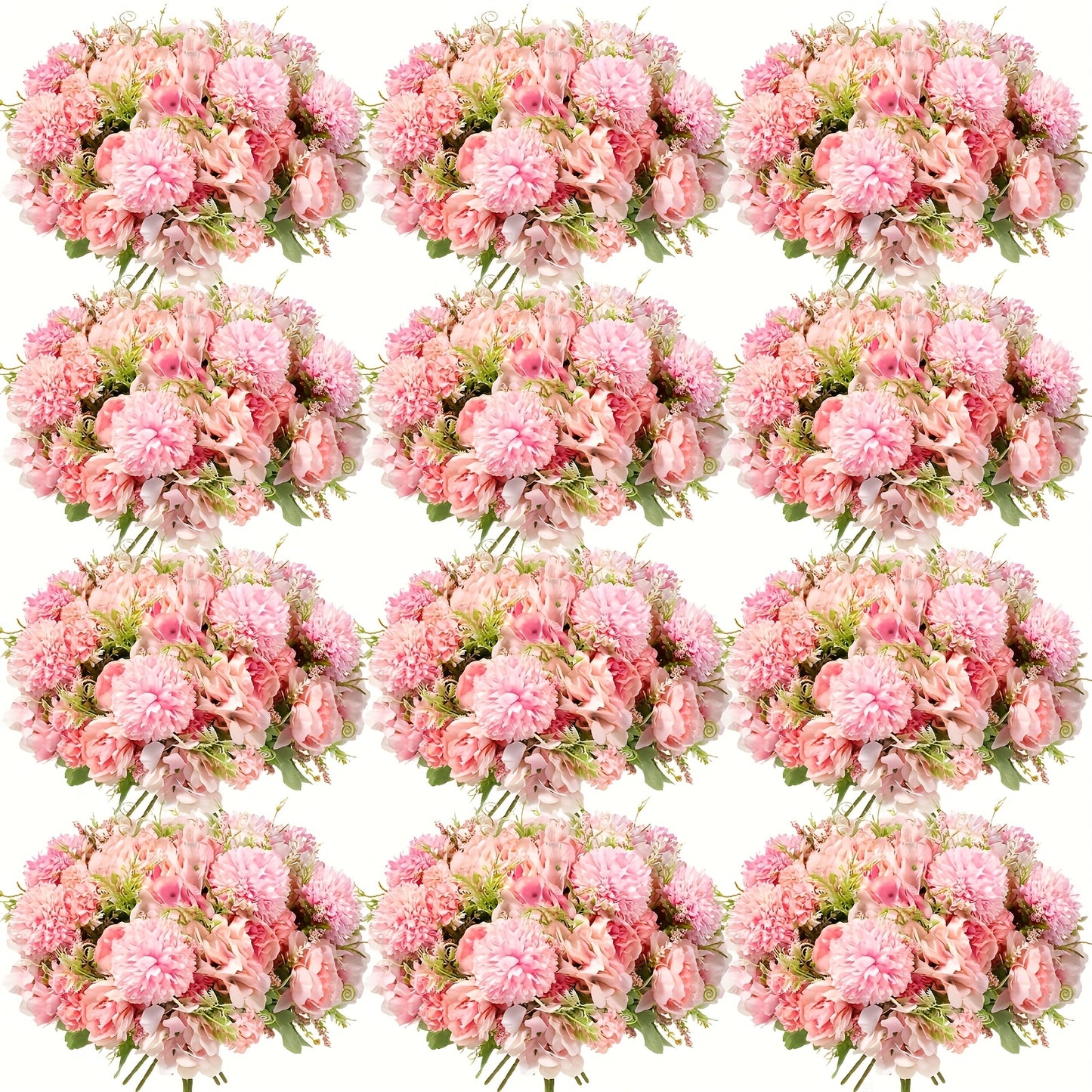 12 Bundles Peonies Artificial Flowers Artificial Peonies Flowers Faux Peony Fake Peony Hydrangea Bouquet for Wedding Table Centerpiece Floral Vase Decor