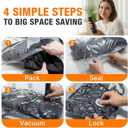 24 Pack Travel Compression Bags with Pump, Vacuum Storage Pouches for Clothing, Space Saving Sealing Bags for Backpack And Suitcase