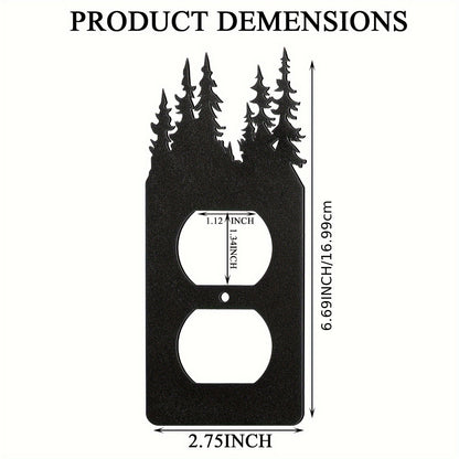 Light Switch Cover Plates 6 Pack Metal Bear Moose Trees Mountains Rustic Cabin Nature Theme Single Gang Wall Plate 2.75 x 6.69 Inch for Home Bedroom Living Room Cabin Lodge Decor