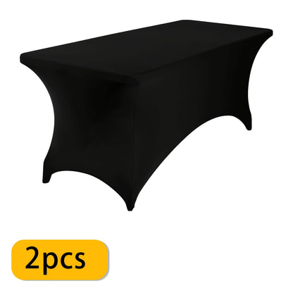 Spandex Tablecloth for 6 ft Rectangle Tables – Elastic Fitted Table Cover for Events, Parties, Weddings & Banquets – Wrinkle-Free Stretch Fabric in Black, White & Red, Indoor & Outdoor Use