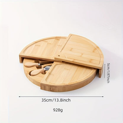 1 Set of Bamboo Cheese Knives, Bread Cheese Platter, And Fruit Snack Serving Tray