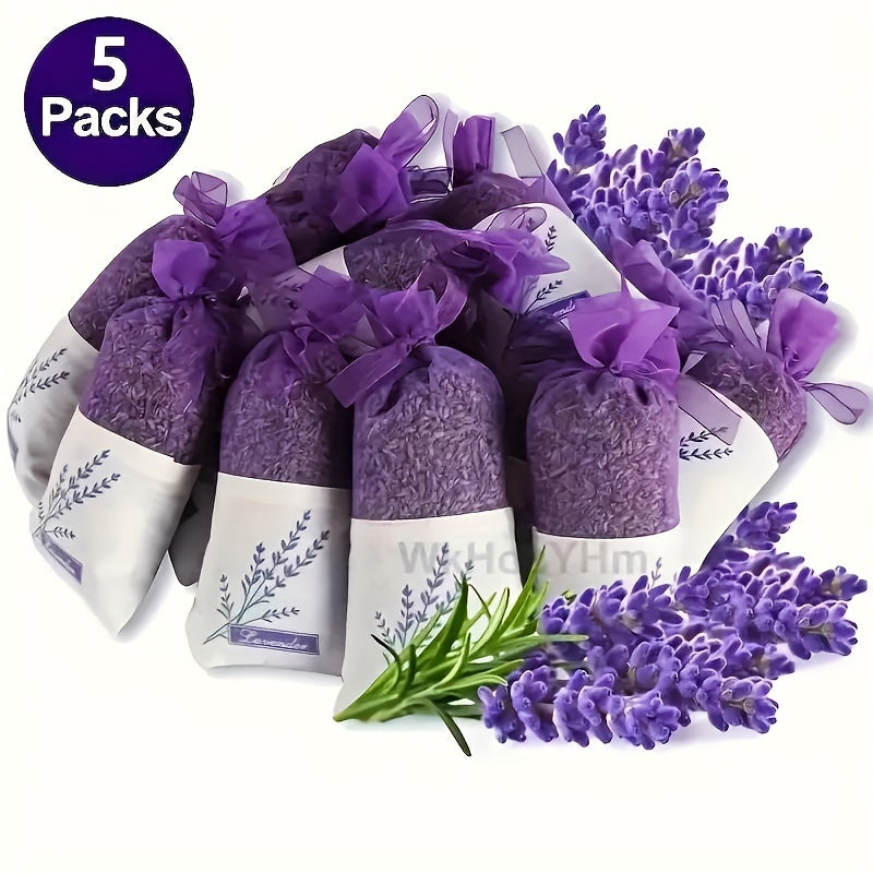 Five Lavender-Scented Bags, Perfect As Gifts Or for Use in Yarn Storage, Car Fragrance, And in Drawers And Wardrobes, Featuring a Fresh Purple Lavender Aroma for Your Home