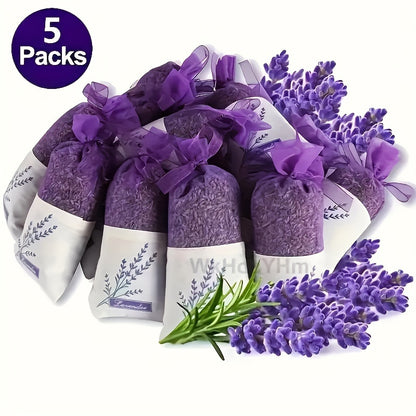 Five Lavender-Scented Bags, Perfect As Gifts Or for Use in Yarn Storage, Car Fragrance, And in Drawers And Wardrobes, Featuring a Fresh Purple Lavender Aroma for Your Home
