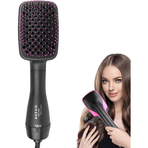Portable Ionic Hair Straightener Brush | 3-in-1 Hot Air Brush & Styler with Negative Ion Technology, Frizz Control, Rapid, Wet/Dry Use, Anti-Scald - Comb/Straighter/Dryer in One | Perfect Valentine'S Day Gift, 110V Power Supply