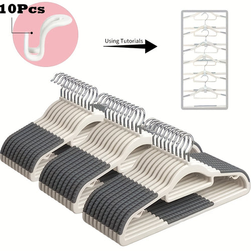 50 Pack Heavy Non-Slip Hangers ( Includes 8pcs Clasps) - Durable, Sturdy, And Space-Saving Design For Shirts, Pants, Scarves, And Coats, Space-Saving Wardrobe Hangers With Non-Slip Shoulder Strips, Wet/Dry Use For Bedrooms, Bathrooms, Dorms