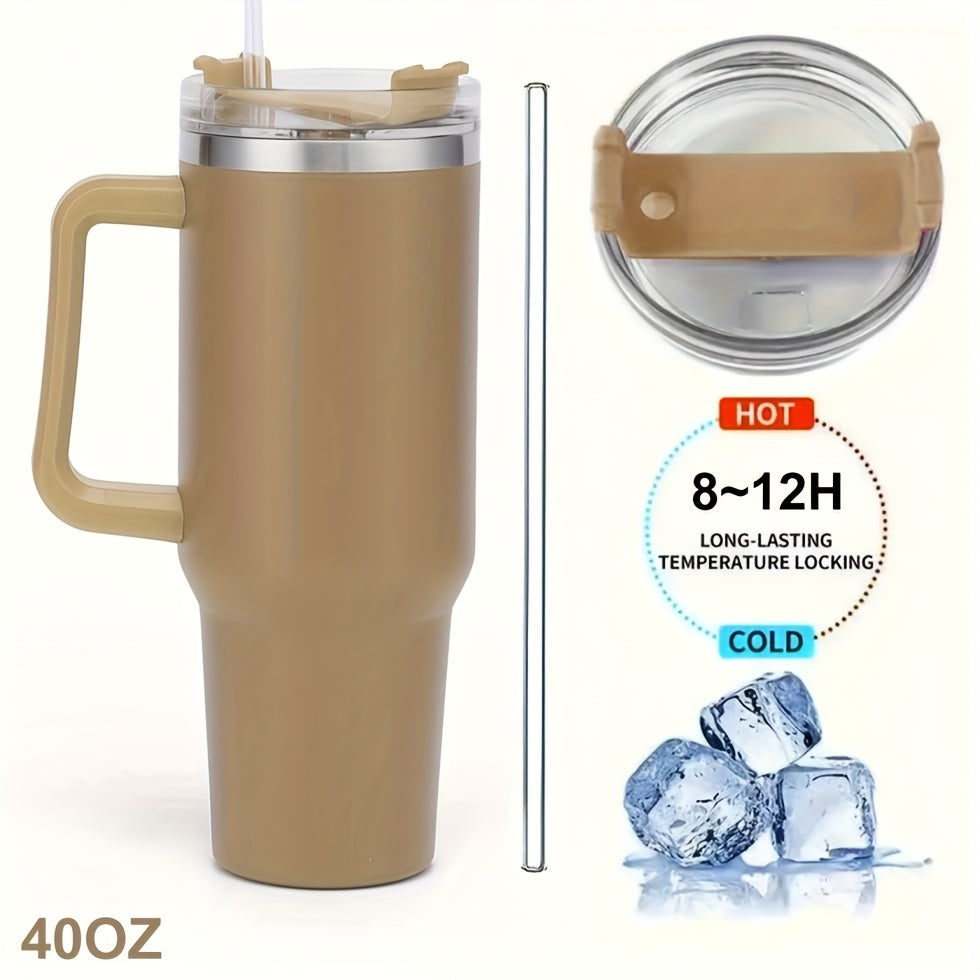 1pc 40 Oz Large Capacity Stainless Steel Water Cup - Leak Proof Insulation, Cold Insulation Cup with Lid And Straw Suitable for Outdoor Activities - A Great Choice for Men And Women'S Holiday Gifts