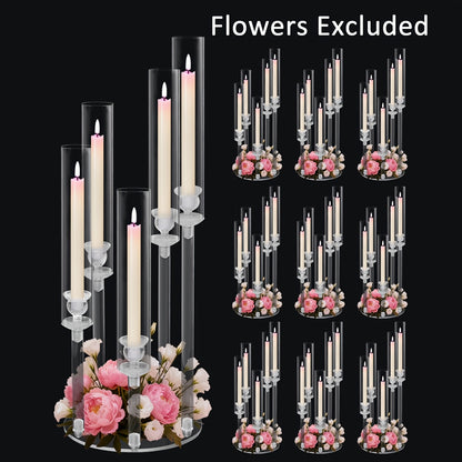 Clear Candelabra 5Arm Candlestick Candle Holder Acrylic, Taper Candle Holders For Wedding Centerpiece Dining Table Party Anniversary Decor
