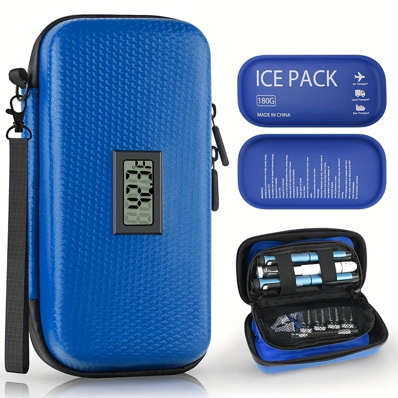 SEARVGRH24 Hour Insulin Cooler Travel Case, Refrigerated Medication Travel Case with Temperature Display, Diabetes Travel Case, Wristband And 2 Reusable Ice Packs