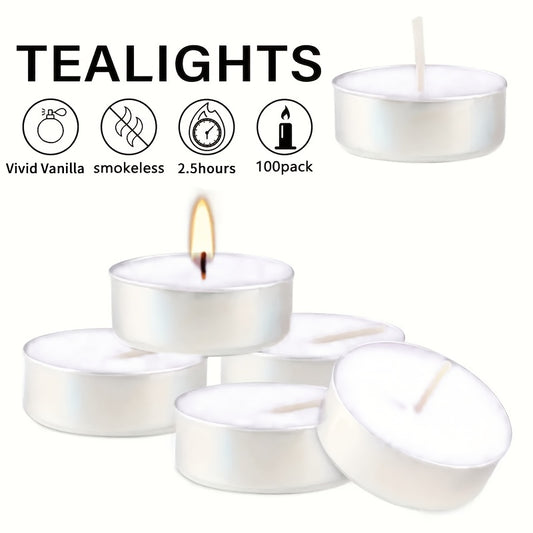 49/99pcs Unscented White Tea Wax Candles - Smokeless, Long-Lasting 2.5 Hour Burn Time for Weddings, Halloween, Christmas, Birthdays & More, Party Supplies, Home Decoration, Simple Decor, Timeless Style, Clean Burning, Holiday Shoppers, Gift Buyers