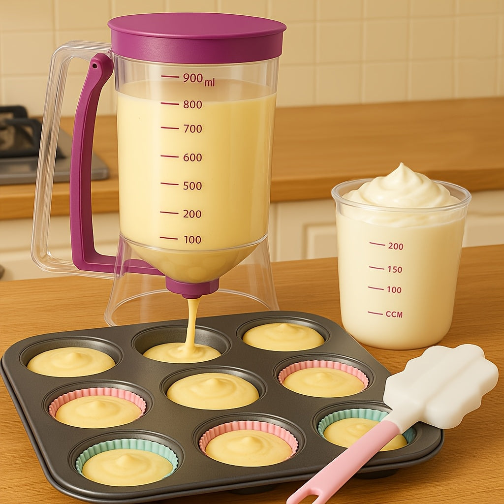 2pcs Pancake Batter Dispenser, Handheld Batter Mixing Separator with Cleaning Brush, Cupcake Batter Dispenser Baking Tool with Squeezing Handle Design, for Cupcake Perfection Baking Tool Accessories, Durable Kitchen Gadget.