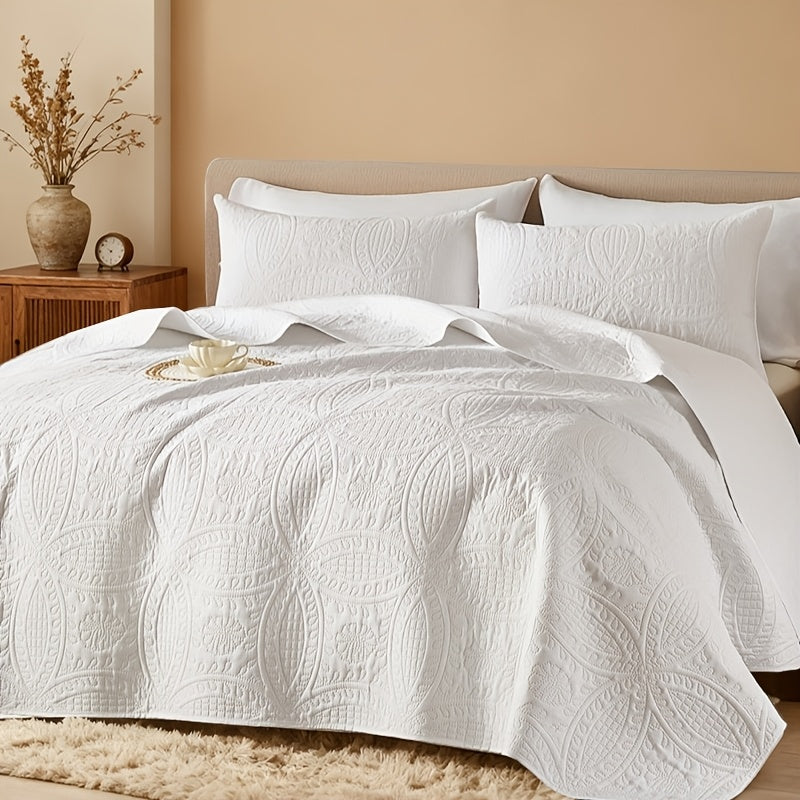 2/3pcs Quilt Set Bedspreads( Include 1 Quilt 1 Or 2 Pillowcases) Lightweight Microfiber Bedspread - Modern Style Coin Pattern Coverlet Soft And Skin-friendly Quilt Anti-allergy And Machine Washable Suitable For School Dormitories