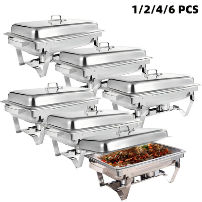 Chafing Dishes Buffet Set, 1/2/4/6/8 Pack-9QT Stainless Steel Chafers Food Warmer Trays for Buffets, Parties, Hotel, Party for Christmas, Halloween - Only for Cooking, Only for Cooking