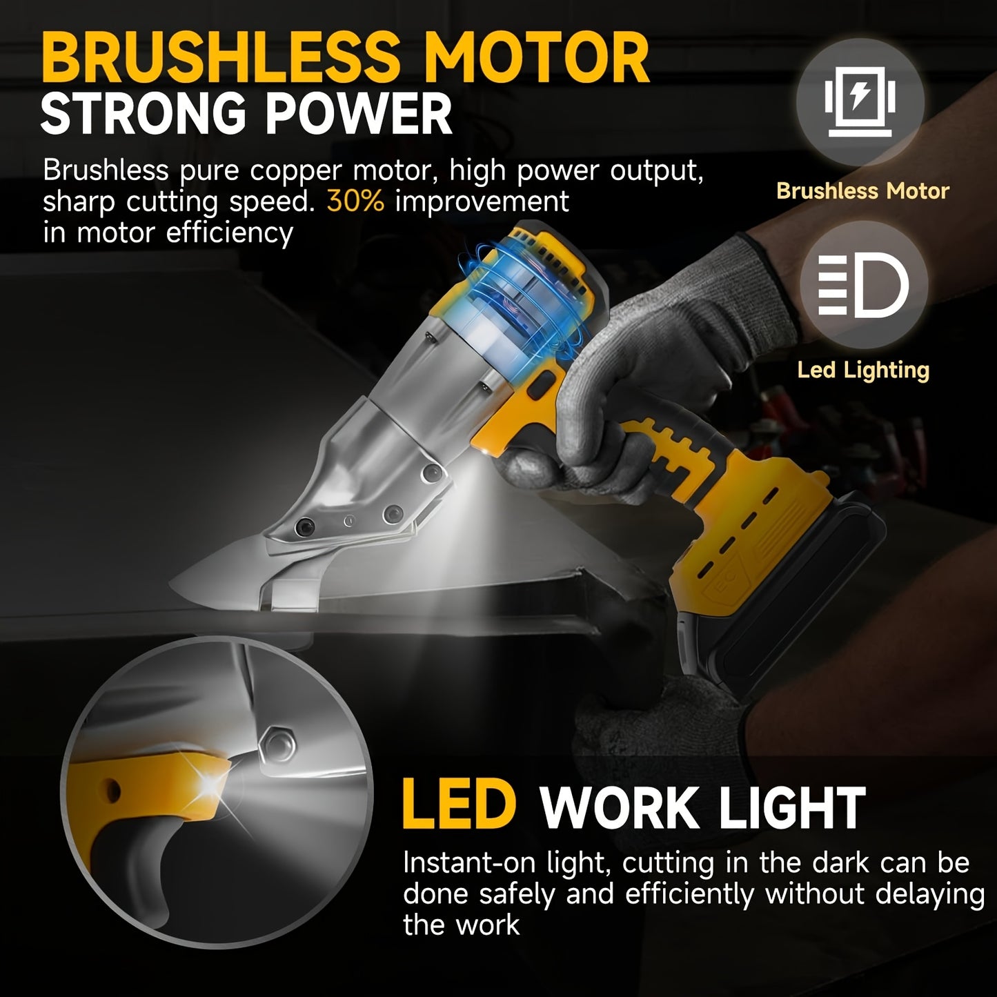 Metal Shear for Dewalt 20V Max Battery, Brushless Electric Metal Scissors for Cutting Stainless Sheet, Iron, Carpet, Leather, Cardboard (NO Battery)