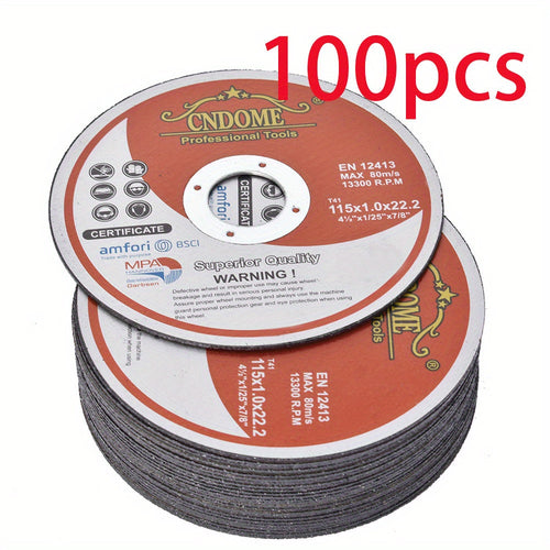Cut-Off Wheels 100 Pack 4-1/ 2 X 1/ 25 X 7/ 8 Inch Metal and Stainless Steel Cutt-ing Discs for
