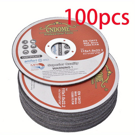 Cut-Off Wheels 100-Pack 4-1/2 Inch Aluminum Oxide Cutting Discs - 0.040" Thin Kerf, 7/8" Arbor, 13300 RPM, for Angle Grinder Metal Stainless Steel & Steel Cutting, A60TBF Grade