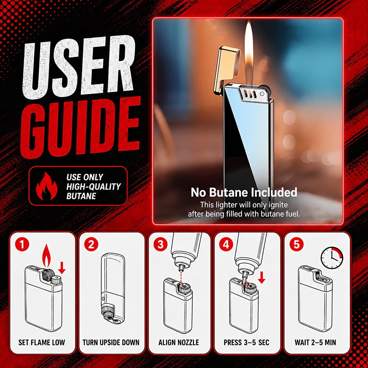 (No Butane) Ultra-Thin Butane Lighter, Refillable Butane Lighter, Wheel Ignition Portable Ultra-Thin Lighter, Adjustable Flame Size, Open Flame Gas Lighter, Suitable for Kitchen, Outdoor, Candles, Etc., Suitable for Both Men And Women