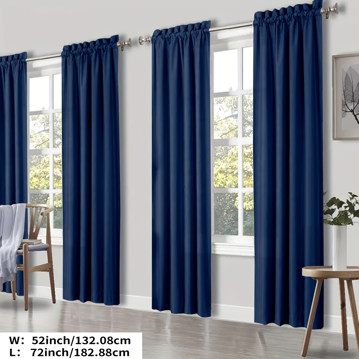 YOULEYAR 4 Panel Modern Blackout Thermal Insulated Energy Saving Curtain Drapes - Blocking Thermal, Solid Color Panels Suitable for Bedroom, Living Room, - Rod Pocket, Year-Round Use