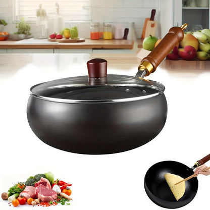 Japanese Wok, Ideal for Pots And Pans Set, Large Bellied Non Stick Cookware, Heat Resistant Handle, Fit Gas Induction Stoves, Pressure Cooker Fast Stew, Chafing Dish Alternative, Kitchen Accessories & Gadgets, for Camping, Soups Stewing