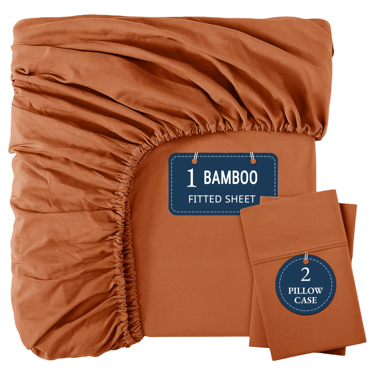 Bamboo Sheets Sets, Cooling, Breathable, Soft, Deep Pocket, Queen Size Extra Thick 3pcs Set (1 Fitted Sheet, 2 Pillowcases), Bottom Sheet, Fits Mattress Up To 15" Deep - Sepia Rose