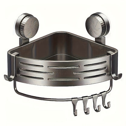 Space-saving suction cup bathroom rack - no drilling required, strong triangular rack with hooks, suitable for shower and toilet walls/ tiles, multi-purpose storage organizer, 4pcs, available in season