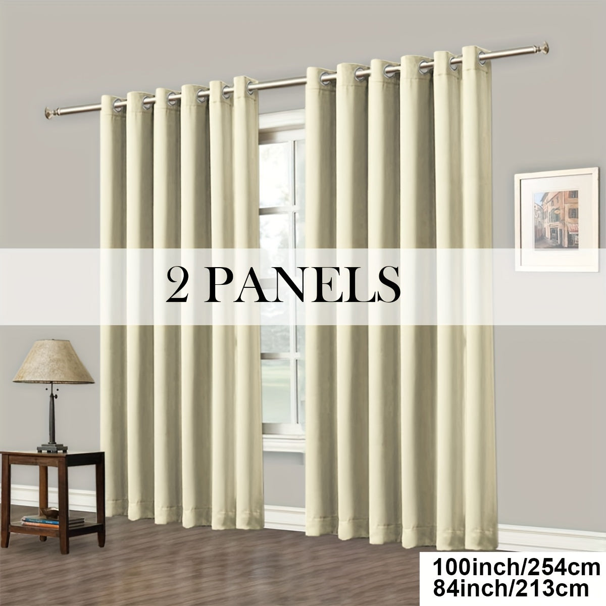 4 Panels Blackout Curtains Grommet Room Darkening Sun Blocked Curtains for Living Room, Bedroom, Set of 4 Panels