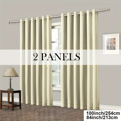 4 Panels Blackout Curtains Grommet Room Darkening Sun Blocked Curtains for Living Room, Bedroom, Set of 4 Panels
