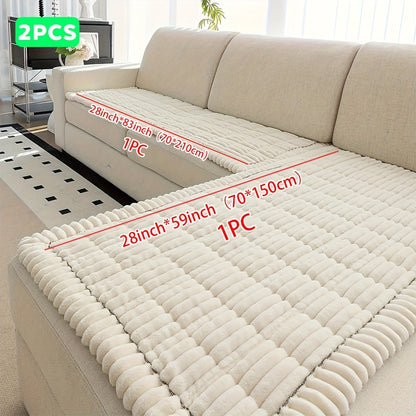 2pcs Modern Style Sofa Covers, Solid Color Jacquard Couch Covers - Soft Thick Plush Fabric, Machine Washable, Pet-Friendly Non-Slip Sofa Cushions Cover, Suitable for 2/3/4 Seats And Sectional Sofas, Ideal for Living Room, Bedroom
