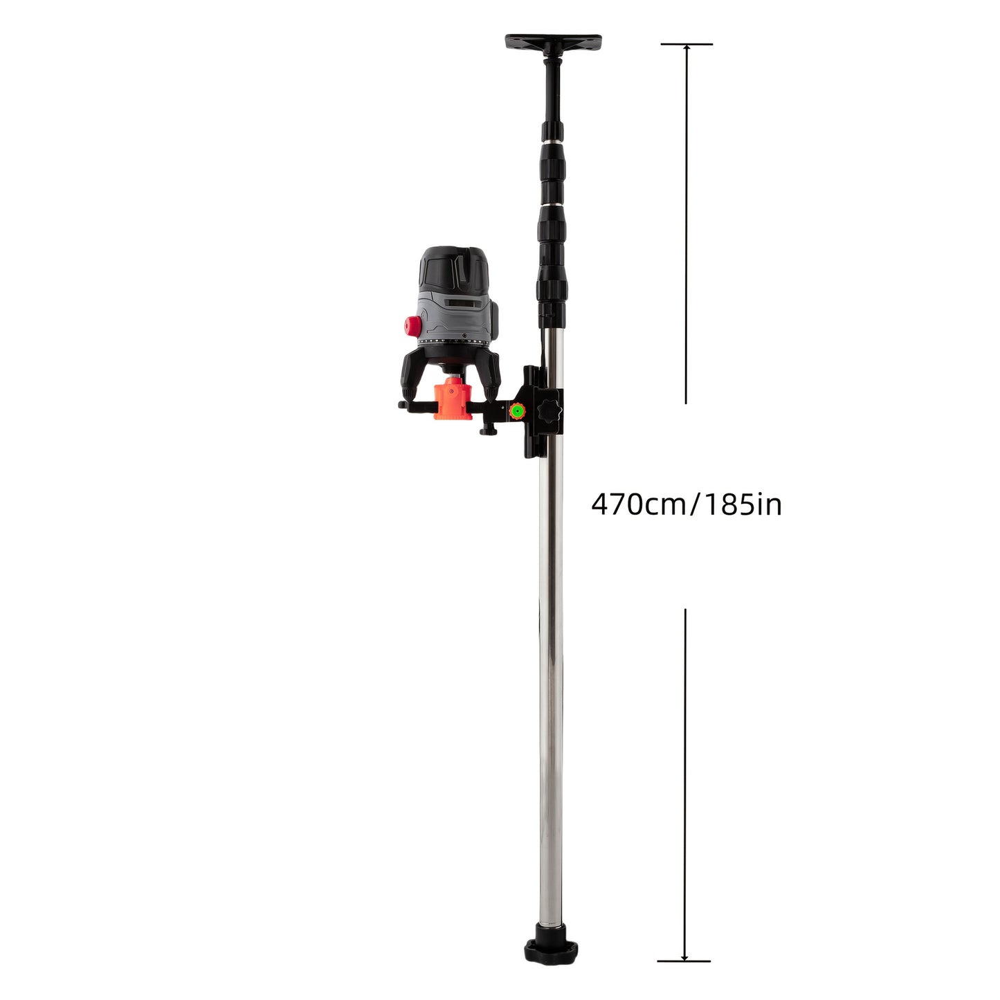 Telescoping Laser Level Pole 15.4ft / 4.7m – Adjustable Extension Rod with 1/4"-20 & 5/8"-11 Thread Mount for Rotary and Line Lasers, Professional Surveying & Construction Staff