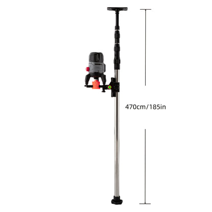Telescoping Laser Level Pole 15.4ft / 4.7m – Adjustable Extension Rod with 1/4"-20 & 5/8"-11 Thread Mount for Rotary and Line Lasers, Professional Surveying & Construction Staff