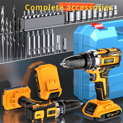 21V Cordless Impact Drill Set, Wireless Drill Set, Household Power Tool Set, with Battery And Quick Charger, Battery Powered, Multifunctional Tool, Tool Set, Men's Tool - Perfect for DIY And Family Projects, A Gift for Boyfriends And Fathers.
