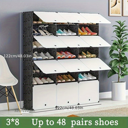 Shoe Rack, Shoe Storage Cabinet, Free Standing Shoe Shelf Organizer for Boots Slippers High Heels, for Closet Bedroom Entryway Hallway