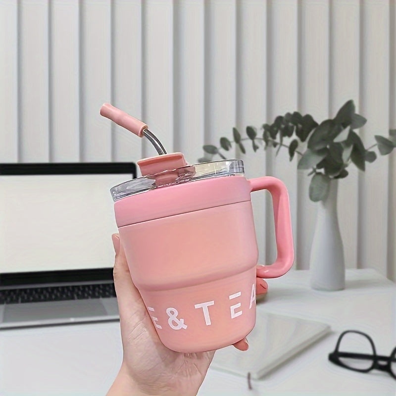 16oz/480ml Insulated Stainless Steel Coffee with Straw & Lid - Double-Wall Vacuum, BPA-Free Reusable Mug, Cup Suitable for Hot/ Drinks, Camping, Office, Home - Perfect Gift for Christmas, Graduation, Halloween, Thanksgiving