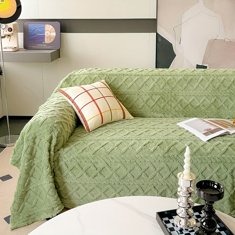Sofa Cover, Sofa Slipcover, Soft Polyester Velvet Fabric, Suitable for 2-4 Seater Sofas, Non-Slip Washable Sofa Cover, Pet-Friendly, Bohemian Modern Jacquard Couple Tatami Cover for Bedroom Sofa