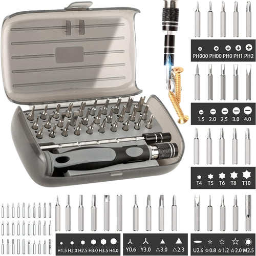 A Set of ALL-IN-ONE Precision Screwdriver Sets, with Magnetic Repair Tool Sets, Anti-Slip Portable Tool Sets, Ergonomic Handles, Suitable for Mobile Phones, Laptops, Watches, Electronic Products, Chrome Vanadium Steel, Spring Cleaning Precision Screwdrive