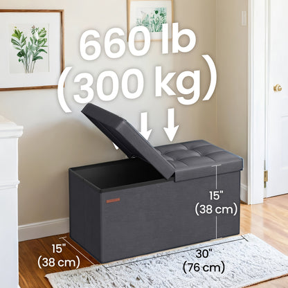 Foldable Storage Chest Stool 660lbs Load Bearing Ottoman With Flip Top Lid Perfect For Entryway Shoe Changing Living Room Extra Seating And Bedroom Blanket Storage Easy Clean Faux Leather Coffee Shade