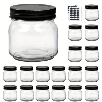 9/18/27/36-Pcs, 8oz Glass Jars with Lids, Regular Mouth Mason Jars for Storage, Spice Canning Jar for Caviar, Herb, Jelly, Jams, Honey, Dishwasher Safe